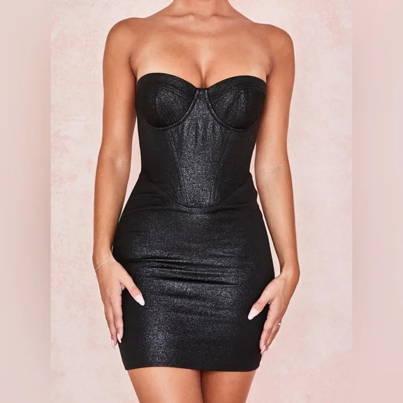 House of CB | Dresses | House Of Cb Eevi Black Sparkle Corset Dress |  Poshmark